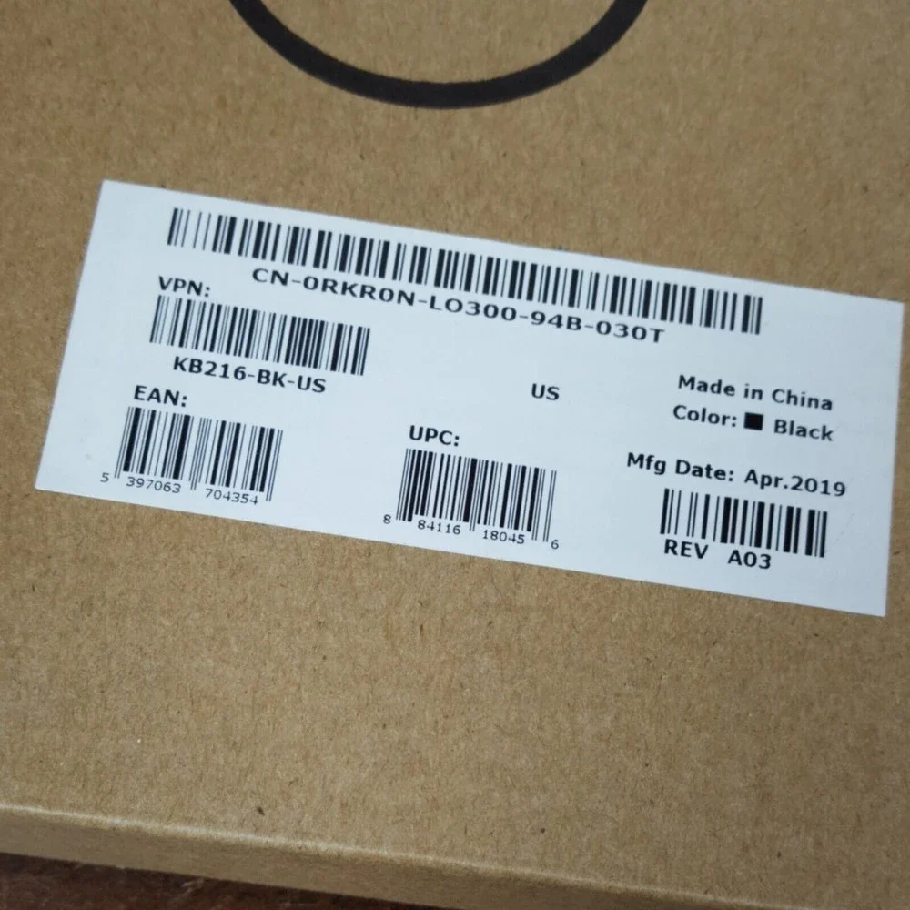 DELL Wired USB Keyboard for Desktop PC KB216-BK-US - Black